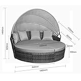SVITA Poly Rattan Sonneninsel Savannah Liege Garten-Insel Schwarz Grau Braun Gartenmöbel Muschel Lounge (Schwarz)