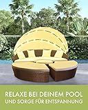 Swing & Harmonie Polyrattan Sonneninsel mit LED Beleuchtung + Solarmodul inklusive Abdeckcover