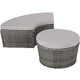 TecTake 800764 Hochwertige XXL Aluminium Polyrattan Sonneninsel mit aufklappbarem Sonnendach, Lounge Sonnenliege inkl. Kissen und Auflagen, 180x161x138cm - Diverse Farben - (Grau | Nr. 403422)