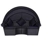 vidaXL Outdoor Sonneninsel mit Sonnendach Lounge Gartenliege Sonnenliege Sitzgruppe Liege Insel Gartenmöbel Gartenset Poly Rattan Schwarz