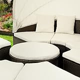 Casaria XXL Poly Rattan Sonneninsel Ø 230cm I mit Dach & Tisch I 7cm Dicke Auflagen + 4 Kissen I Braun - Lounge Liege Sitzgarnitur Gartenmöbel Set