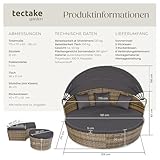 tectake Lounge Muschel Sonneninsel - Sonnenliege 2 Personen und mehr, multifunktionales Balkon Möbel, Outdoor Gartenliege wetterfest, inkl. Sitz- und Rückenkissen - Natur - 3