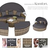 tectake Lounge Muschel Sonneninsel - Sonnenliege 2 Personen und mehr, multifunktionales Balkon Möbel, Outdoor Gartenliege wetterfest, inkl. Sitz- und Rückenkissen - Natur - 5