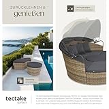 tectake Lounge Muschel Sonneninsel - Sonnenliege 2 Personen und mehr, multifunktionales Balkon Möbel, Outdoor Gartenliege wetterfest, inkl. Sitz- und Rückenkissen - Natur - 6