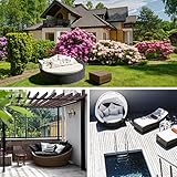 BB Sport Poly Rattan Sonneninsel Ø 180 cm Groß Lounge Muschel Sonnendach Faltbar Klappbar 10cm Dicke Auflagen Zierkissen Garteninsel Terrasse Garten, Farbe:Titan-Schwarz/Kieselstrand - 6