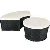 TecTake 800764 Hochwertige XXL Aluminium Polyrattan Sonneninsel mit aufklappbarem Sonnendach, Lounge Sonnenliege inkl. Kissen und Auflagen, 180x161x138cm - Diverse Farben - (Schwarz | Nr. 403423)